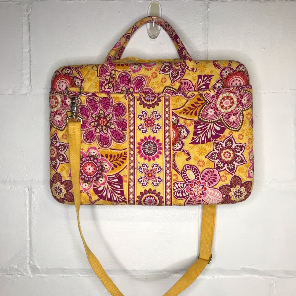 Vera Bradley Bali Gold Paisley Hard Computer Case Travel Laptop Bag